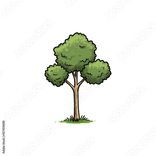 Colorful Icon of Paperbark Tree with No White