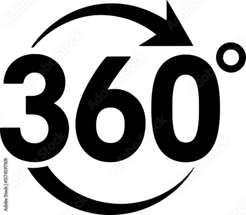 Black circular arrow symbol indicating full rotation and completeness vector
