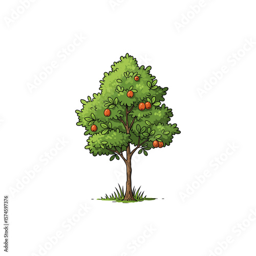 Colorful Icon of Wild Service Tree with Lobed Leaves and No White Background