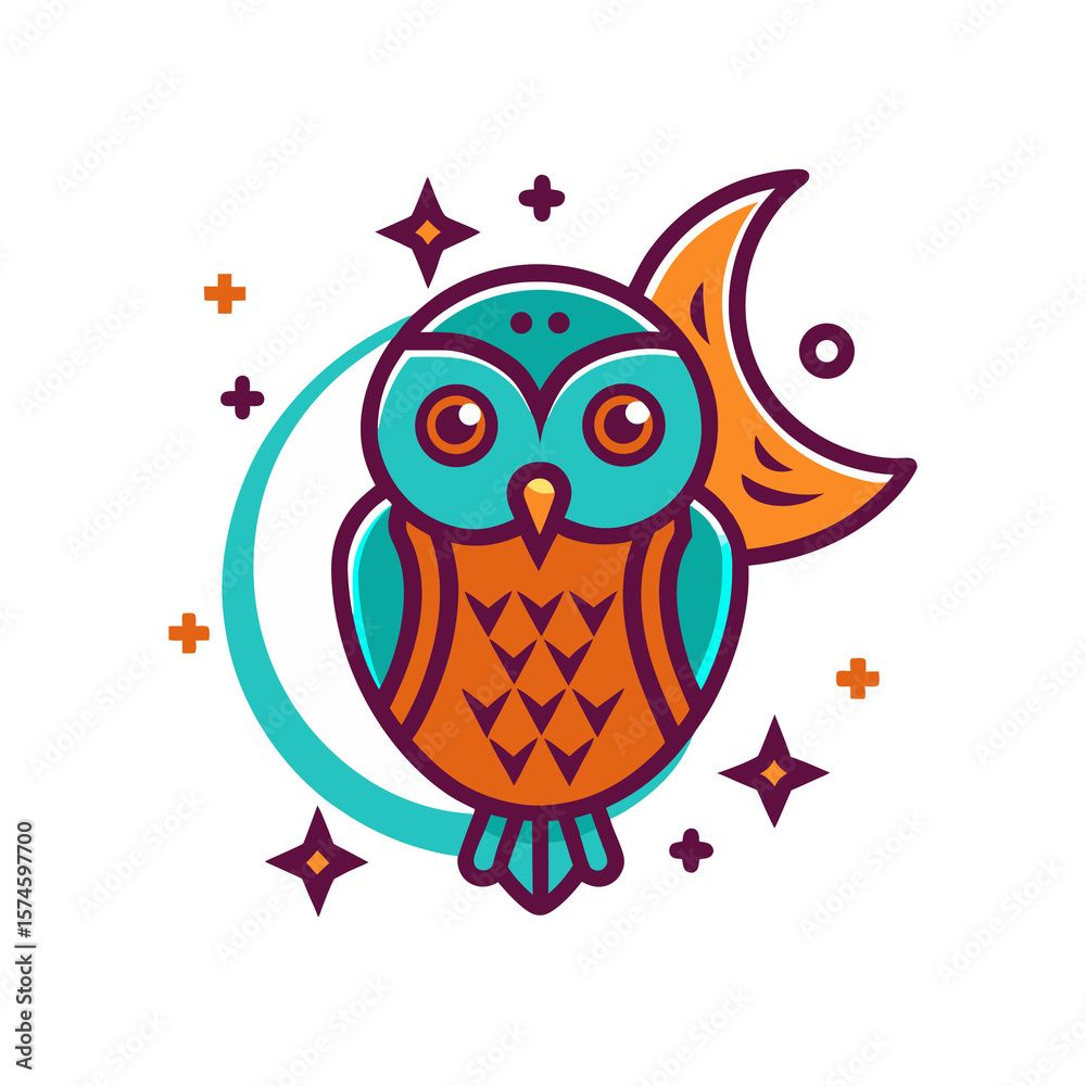 Naklejka premium owl on a branch vector illustration