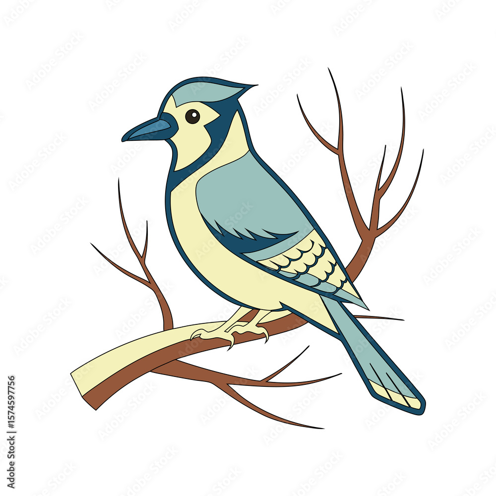 Obraz premium blue jay perched on a branch