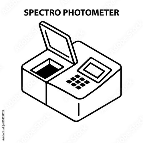 Spectrophotometer illustration for laboratory equipment and scientific analysis tool vector graphic design