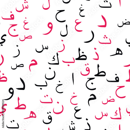 Seamless pattern with elegant and intricate Arabic, Persian alphabets, showcasing the beauty of writing with smooth and harmonious repetition