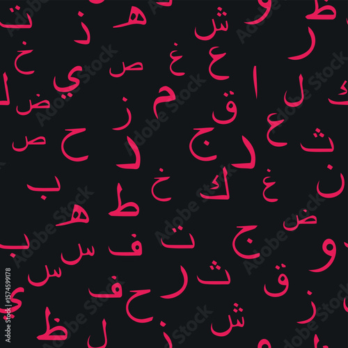 Seamless pattern with elegant and intricate Arabic, Persian alphabets, showcasing the beauty of writing with smooth and harmonious repetition