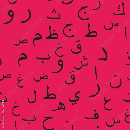 Seamless pattern with elegant and intricate Arabic, Persian alphabets, showcasing the beauty of writing with smooth and harmonious repetition