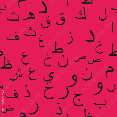 Seamless pattern with elegant and intricate Arabic, Persian alphabets, showcasing the beauty of writing with smooth and harmonious repetition