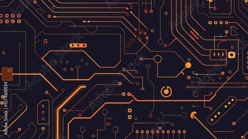 Vector illustration of modern electronic circuit. AI-generated.