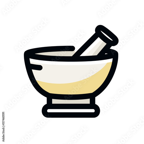 Herb bowl grinds ingredients in kitchen simplistic isolated
