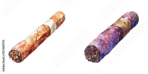 christmas cigar watercolor vector illustration