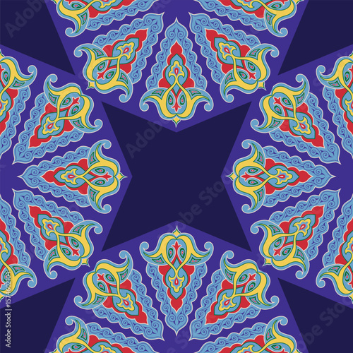 Geometric Seamless Pattern Arabesque. Decorative Asian Folk Seamless Pattern. Ethnic Ornament, Kyrgyz, Kazakhs, Bashkirs, Tatars, Yakut Mongols
