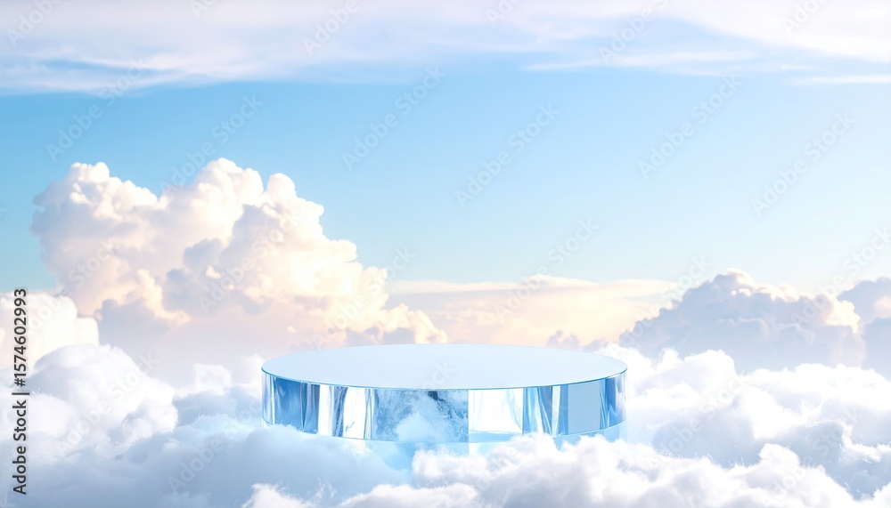 Obraz premium Floating pedestal in clouds