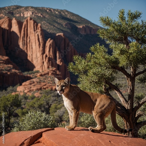 the grand canyon with lion cub panthera leo