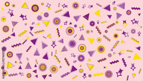 Pink 90s style geometric pattern. Vector illustration for presentation, creative project, and poster.