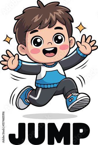 Happy Child Jumping with Joy
