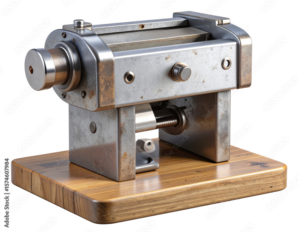Fototapeta premium 3D Render of Vintage Pencil Sharpener Mounted on Table Edge, isolated on transparent background PNG