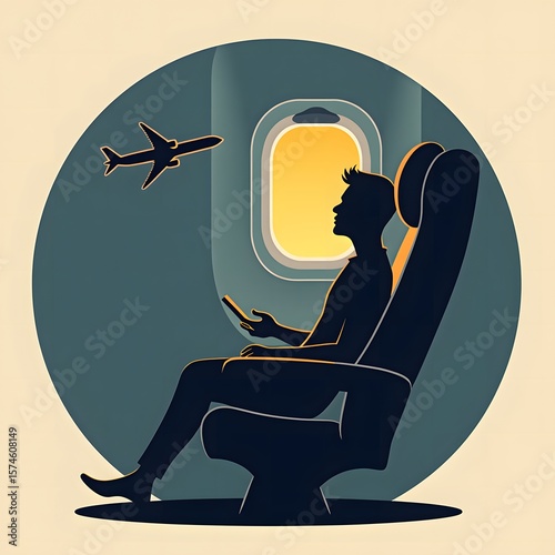 Passenger looking out airplane window while sitting in seat   
