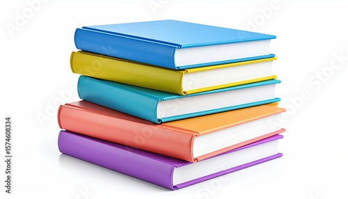 Wallpaper Mural Colorful books stacked on white background Torontodigital.ca