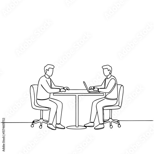 Two men meeting and discussing in a minimalist office setting  