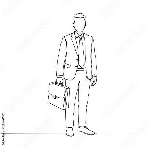 Professional man standing with briefcase in a business suit  