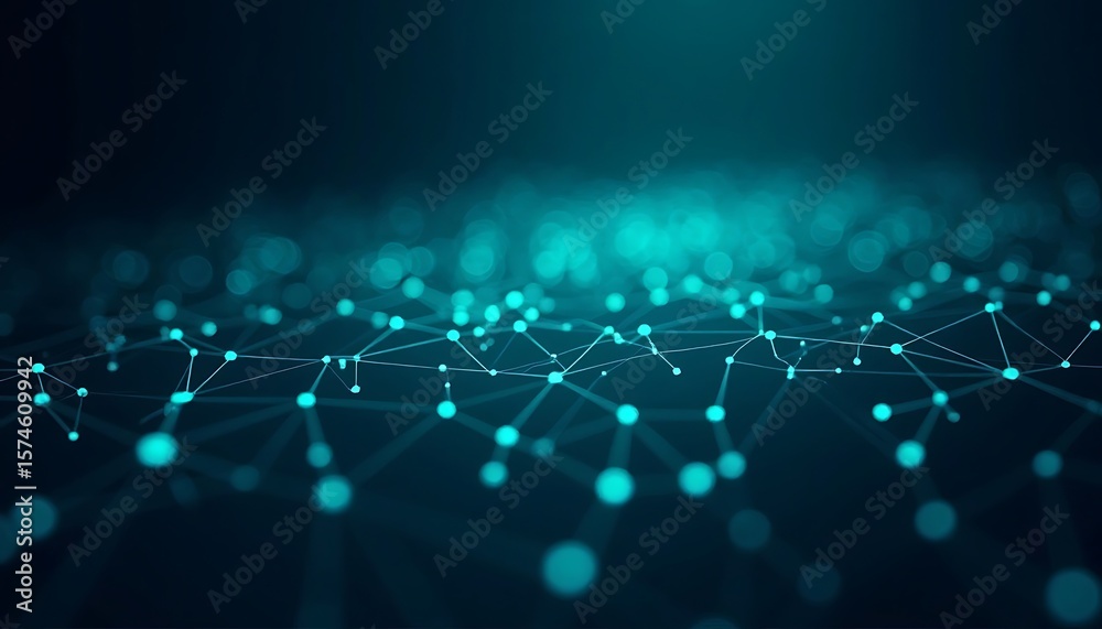 Obraz premium Network of Connected Dots and Lines in Teal