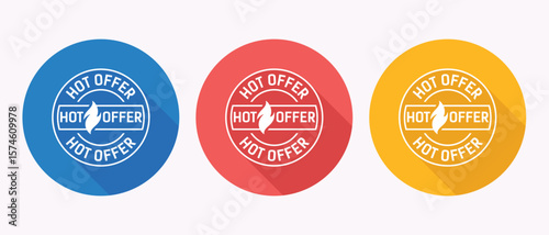 Colorful Hot Offer Icon Set for Marketing and Promotion