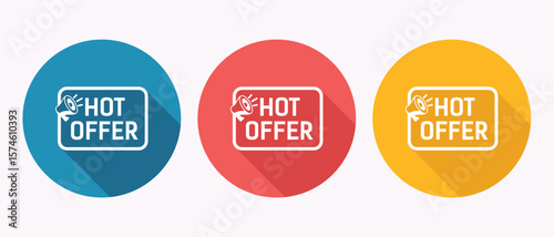 Hot Offer Icon Set Promotion Marketing and Retail Sales Badge Circle Designs