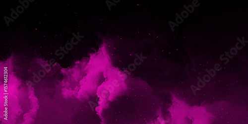 Violet dramatic smoke smoky illustration misty fog cumulus cloud modern vibrant grunge texture. Vector cloud reflection of neon smoke exploding design element. Colorful black and PURPLE granite.