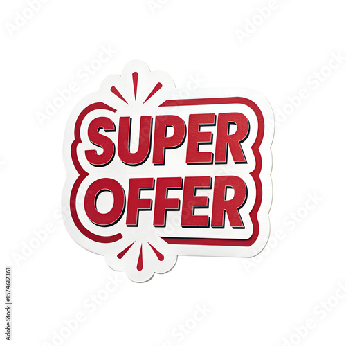 super Offer text sticker red and white 