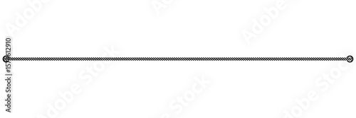 Straight rope. Nautical rope silhouette. Vector illustration isolated on white.
