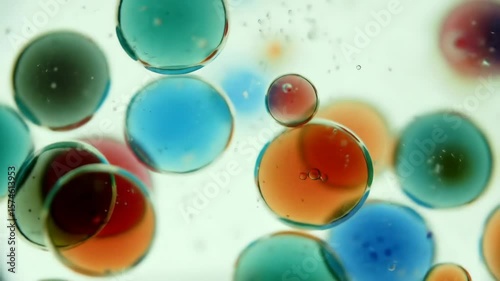 Macro Animation of Colorful Ink Spheres in Thick Oil