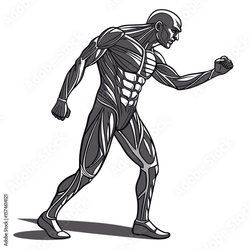 Muscular anatomy figure in motion muscular system human body