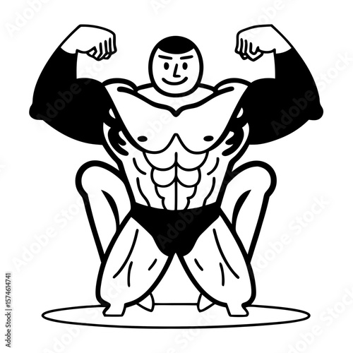 Muscular man flexing arms on white background bodybuilder posing