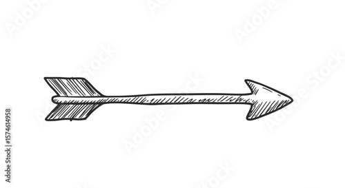 HandDrawn Arrow Illustration with Hatching and Simple Design Elements.