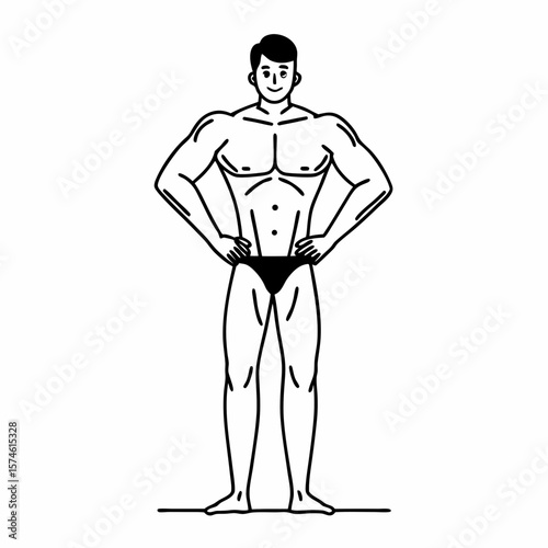 Muscular man posing on white background athletic bodybuilder