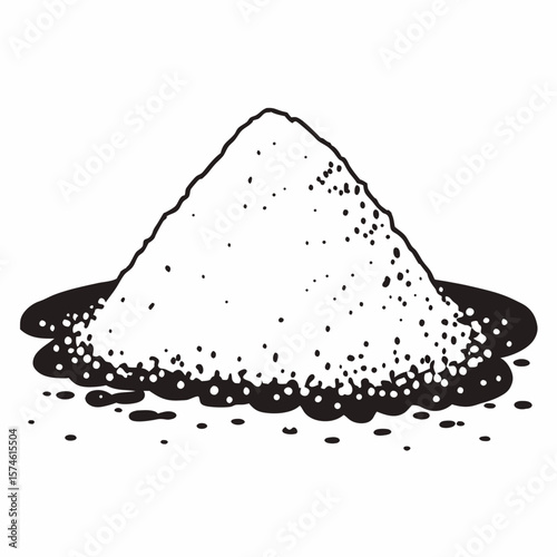 Pile of white powder with black speckles vector
