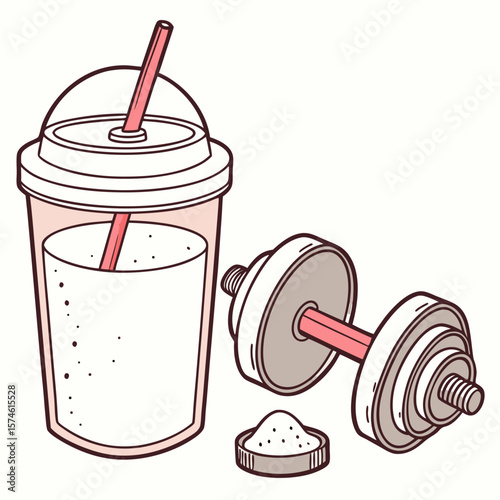 Pink shake dumbbell powder protein fitness