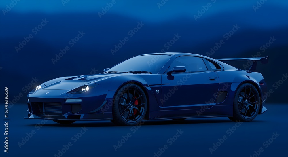 Naklejka premium Luxury Vehicle Sports Car 4K Wallpaper Colorful Background White Background