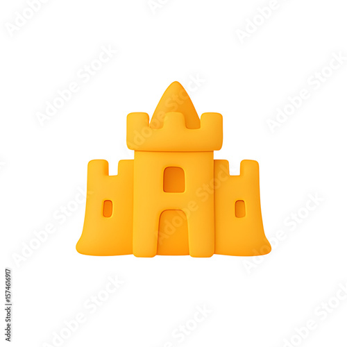 Sandcastle Icon - Bright and Fun Summer Beach 3D Clay Icon Set