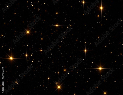 Golden stars scattered across a black background
