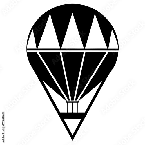 Classic black silhouette of a hot air balloon floating gracefully in the sky