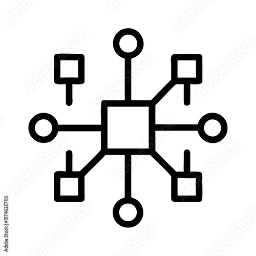 Simple black silhouette of a futuristic connection vector shape design