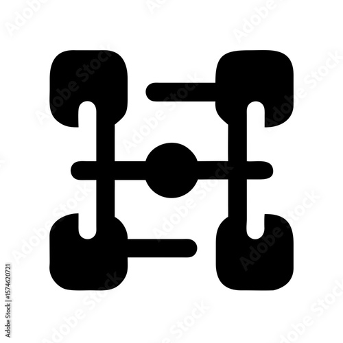 Simple black vector silhouette with transparency depicting a geometric design