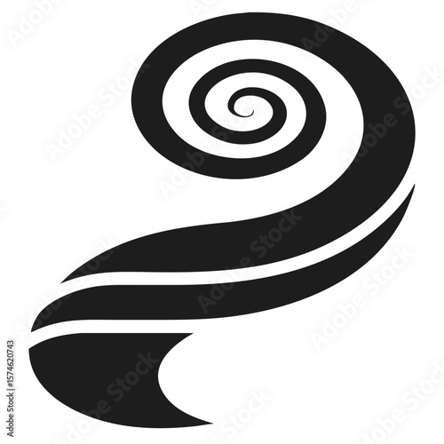 Elegant upward spiraling black silhouette suggesting movement in modern design