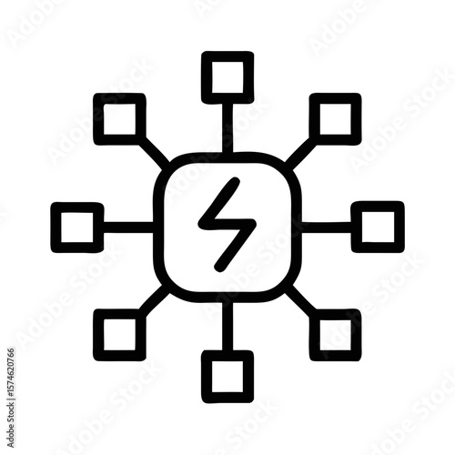 Simple futuristic ai technology network connectivity silhouette vector icon design
