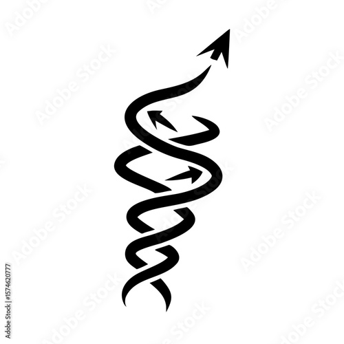 Elegant upward spiraling black silhouette vector design with modern and futuristic appeal