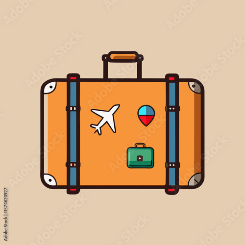 Vintage suitcase illustration, for travel blogs