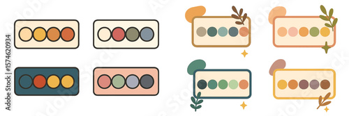 Color palette designs showcasing different arrangements of shades in modern graphic style
