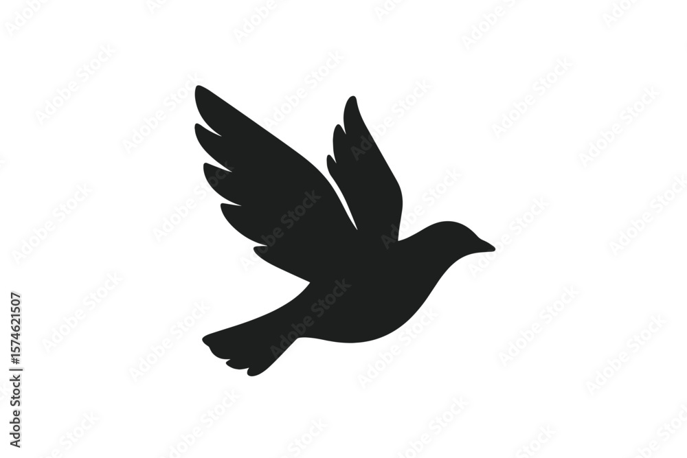Fototapeta premium Elegant silhouette of a bird in flight against a plain background showcasing its graceful wings and streamlined body