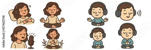 Wellness journey through meditation and mindfulness exercises at home with soothing music and restful poses