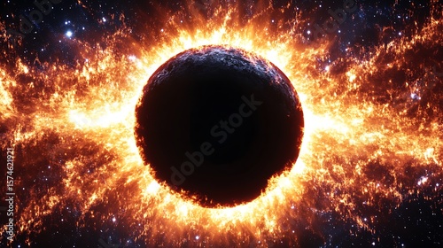 Fiery destruction of a celestial body in the cosmos.